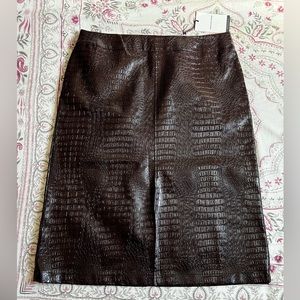Brown Alligator Faux Leather Skirt Who What Wear New with tags Size 16